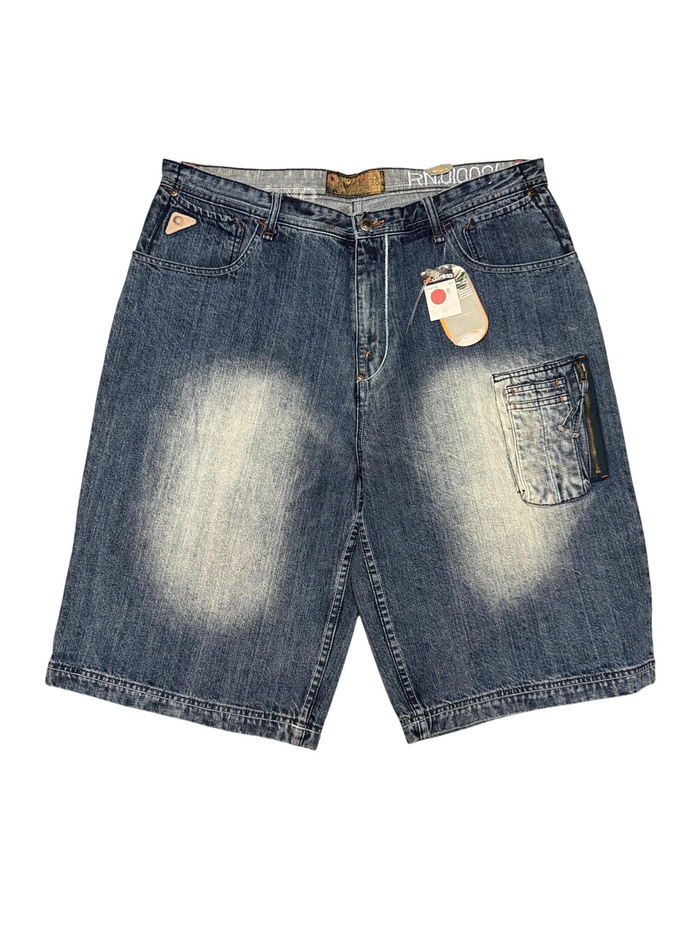 Akademiks Shorts Mens 38 Blue Denim Cargo Distressed baggy skater NOS hip hop